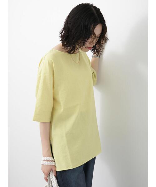 Samansa Mos2 blue（サマンサモスモスブルー）の「◎リネンタッチワイドブラウス（シャツ/ブラウス・レディース・チャコールグレー/イエロー/ベージュ・F）」の20枚目の写真