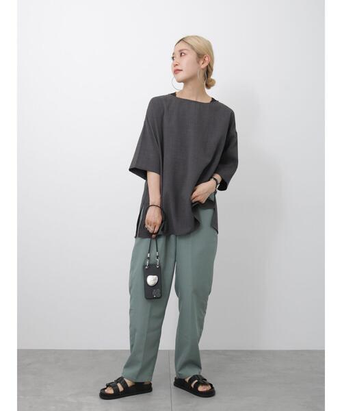 Samansa Mos2 blue（サマンサモスモスブルー）の「◎リネンタッチワイドブラウス（シャツ/ブラウス・レディース・チャコールグレー/イエロー/ベージュ・F）」の22枚目の写真