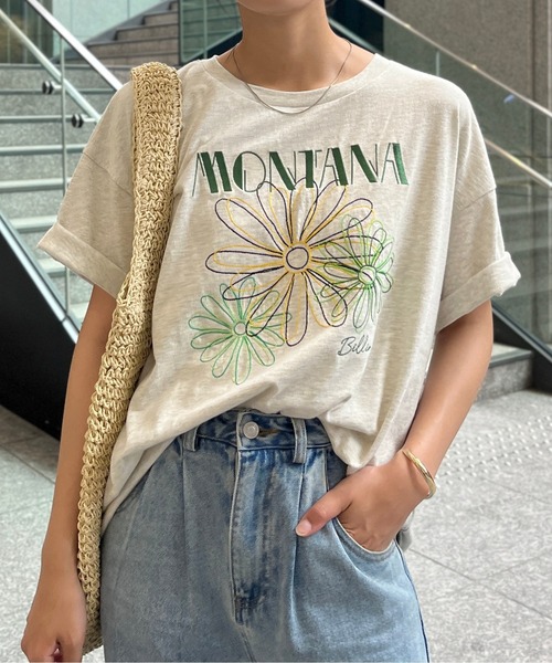CPCM(シーピーシーエム)の「センハナ刺繍T(Tシャツ/カットソー・レディース・アイボリー/ブラック/オフホワイト・FREE)」の10枚目の写真
