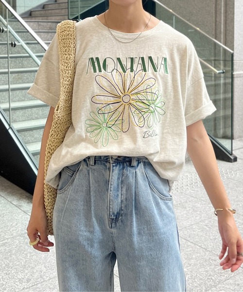 CPCM(シーピーシーエム)の「センハナ刺繍T(Tシャツ/カットソー・レディース・アイボリー/ブラック/オフホワイト・FREE)」の22枚目の写真