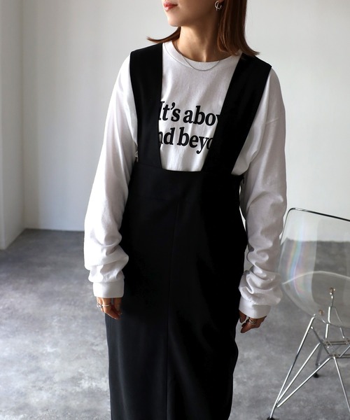 Riberry（リベリー）の「ピーチスキンタイトジャンパースカート（ジャンパースカート・レディース・ブラック・FREE）」の6枚目の写真