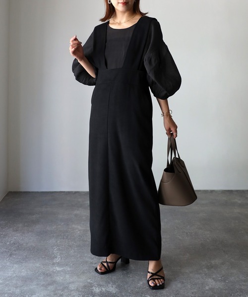 Riberry（リベリー）の「ピーチスキンタイトジャンパースカート（ジャンパースカート・レディース・ブラック・FREE）」の9枚目の写真