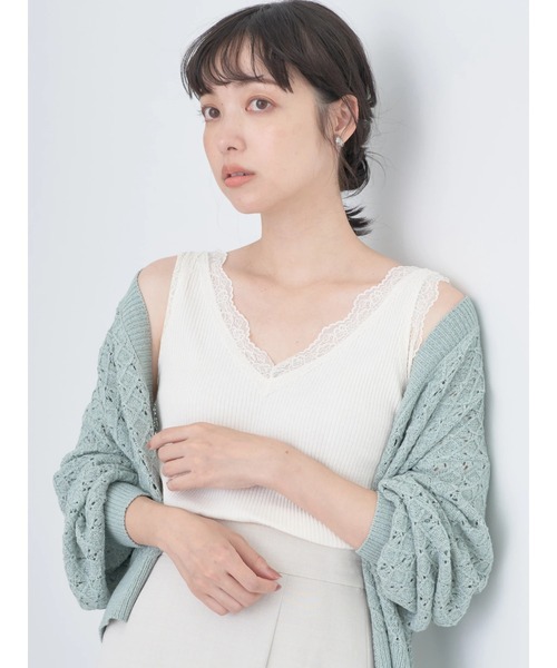 earth music&ecology(アースミュージックアンドエコロジー)の「2WAYレースタンクトップ(タンクトップ・レディース・ピンク/ブラック/アイボリー/モカ・M/S)」の5枚目の写真