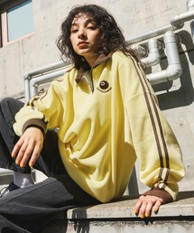 MSG | オーバーサイズハーフジップスウェットプルオーバー 配色 ビリヤードロゴ ワンポイント刺繍　サイドライン トラックジャケット(スウェット)