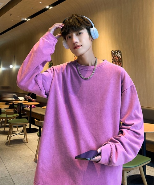 B.R.U(ブル)の「【ヴィンテージライク】ピグメント加工Tシャツ / ロンT(Tシャツ/カットソー・メンズ・ブラック/パープル/ブルー/グレー/アイボリー・FREE/LARGE)」の13枚目の写真