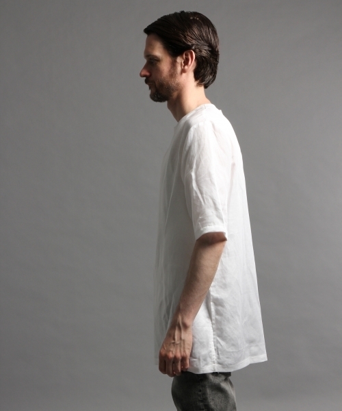 HARE（ハレ）の「リネンロングプルオーバー5分袖(HARE)（Tシャツ/カットソー・メンズ・オフホワイト/ブラック/カーキ・MEDIUM/SMALL）」の4枚目の写真