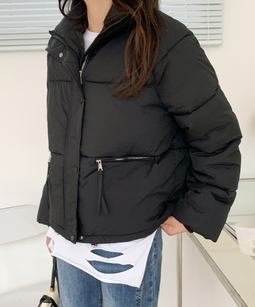 ABITOKYO(アビトーキョー)の「スタンドカラーボリューム中綿オーバージャケット(ダウンジャケット/コート・レディース・アイボリー/カーキ/マスタード/パープル/ボルドー/ブラック・FREE)」の11枚目の写真