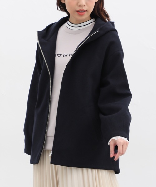 Honeys（ハニーズ）の「Ａラインフードコート（ブルゾン・レディース・アイボリー/杢グレー/ベージュ/ネイビー/イエロー・M/LL/L/S）」の11枚目の写真