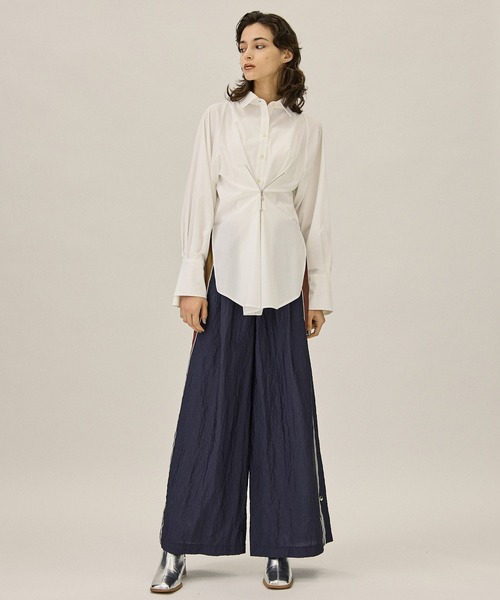 PUBLIC TOKYO（パブリックトウキョウ）の「ビッグスリーブジップシャツ（シャツ/ブラウス・レディース・ホワイト/サックスブルー/マルチ・FREE）」の5枚目の写真