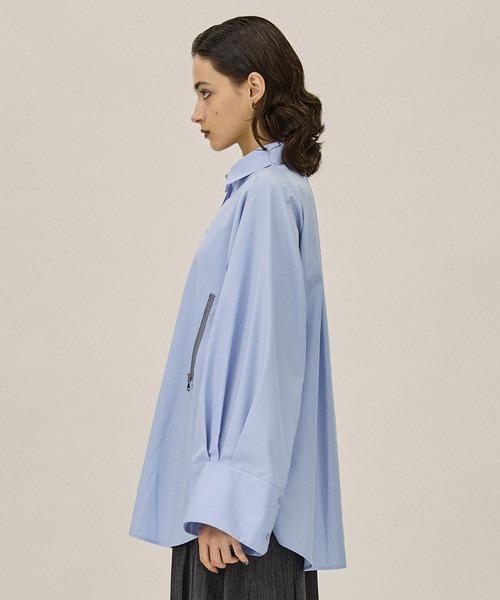 PUBLIC TOKYO（パブリックトウキョウ）の「ビッグスリーブジップシャツ（シャツ/ブラウス・レディース・ホワイト/サックスブルー/マルチ・FREE）」の12枚目の写真