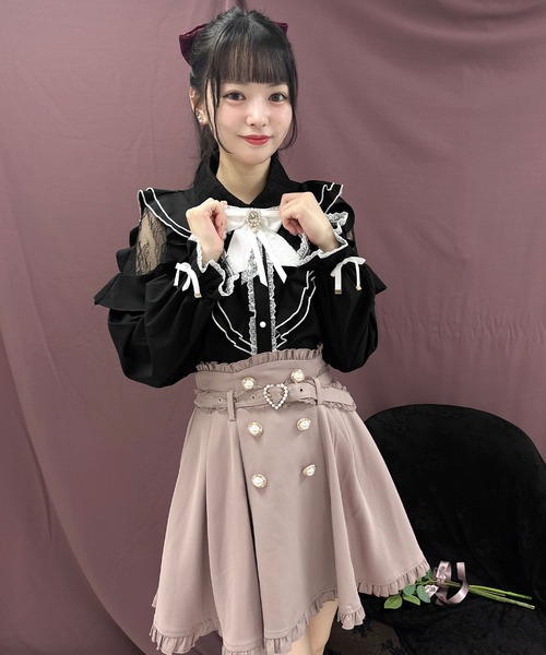ROJITA(ロジータ)の「フロントW釦ベルト付きフレアスカート(スカート・レディース・ブラック/ピンク/ベージュ・FREE)」の11枚目の写真