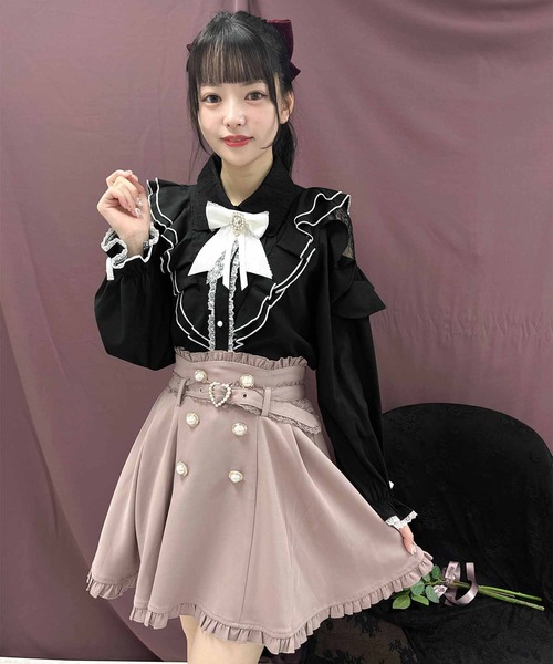 ROJITA(ロジータ)の「フロントW釦ベルト付きフレアスカート(スカート・レディース・ブラック/ピンク/ベージュ・FREE)」の12枚目の写真