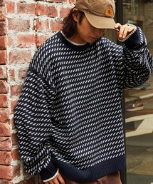 ビッグシルエット バーズアイ プルオーバーニット