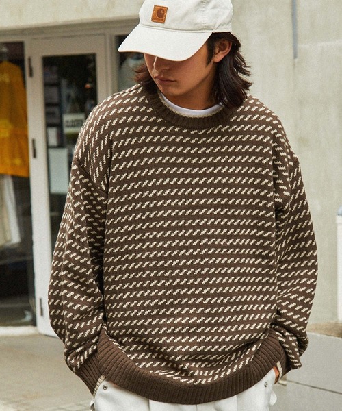 MONO-MART（モノマート）の「ビッグシルエット バーズアイ プルオーバーニット（ニット/セーター・メンズ・チャコールグレー/ブラック/アイボリー/カーキ/ネイビー/ブラウン・M/L）」の9枚目の写真