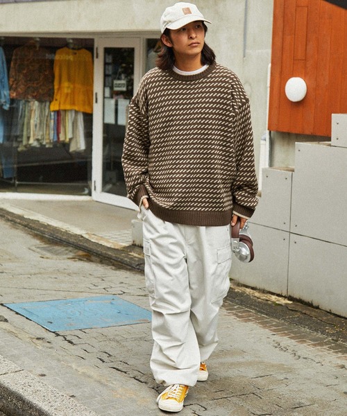 MONO-MART（モノマート）の「ビッグシルエット バーズアイ プルオーバーニット（ニット/セーター・メンズ・チャコールグレー/ブラック/アイボリー/カーキ/ネイビー/ブラウン・M/L）」の11枚目の写真