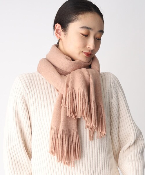 OPAQUE.CLIP（オペークドットクリップ）の「◆【手洗い対応】ラッセル織りフリンジマフラー（ストール/ショール・レディース・ブラック/ベビーピンク/オフホワイト/ライトブルー・00）」の9枚目の写真
