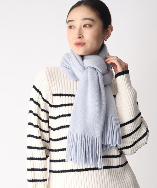 OPAQUE.CLIP（オペークドットクリップ）の「◆【手洗い対応】ラッセル織りフリンジマフラー（ストール/ショール・レディース・ブラック/ベビーピンク/オフホワイト/ライトブルー・00）」の10枚目の写真