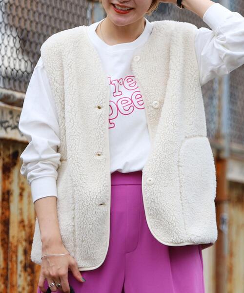 coen（コーエン）の「【WEB限定】BLEU DE VERDUN（ブルーデバードン）別注ボアベスト（ベスト・レディース・オフホワイト/ダークグレー・M/L）」の7枚目の写真