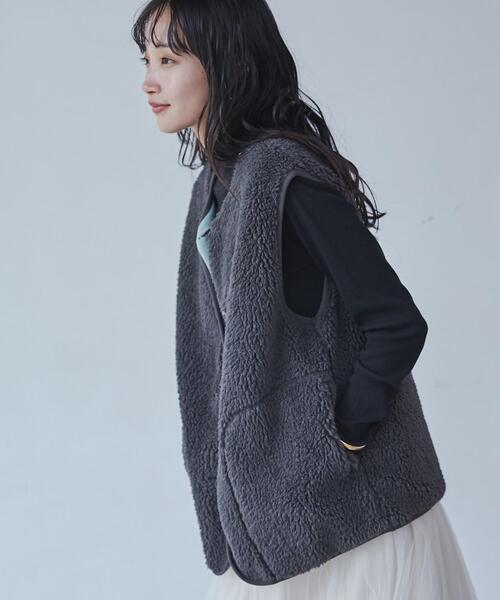 coen（コーエン）の「【WEB限定】BLEU DE VERDUN（ブルーデバードン）別注ボアベスト（ベスト・レディース・オフホワイト/ダークグレー・M/L）」の20枚目の写真