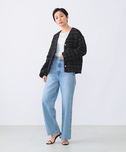 【Demi-Luxe BEAMS】レディース　ツイード　ノンカラージャケット Demi-Luxe BEAMS ジャケット ノーカラージャケット ツイード
