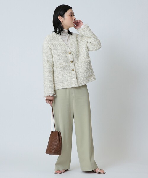 Demi-Luxe BEAMS デミルクスノーカラーツイードジャケット Demi-Luxe BEAMS（デミルクス ビームス）ツイード ノーカラー