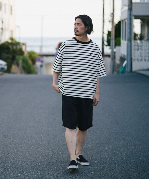 LACOSTE（ラコステ）の「LACOSTE for B:MING by BEAMS / 別注 カノコ ボーダー Tシャツ（Tシャツ/カットソー・メンズ・ベージュ/ホワイト/サックスブルー・1/2/3/4）」の11枚目の写真