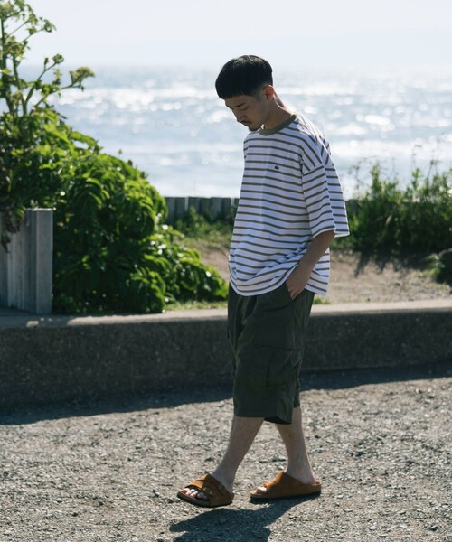 LACOSTE（ラコステ）の「LACOSTE for B:MING by BEAMS / 別注 カノコ ボーダー Tシャツ（Tシャツ/カットソー・メンズ・ベージュ/ホワイト/サックスブルー・1/2/3/4）」の8枚目の写真