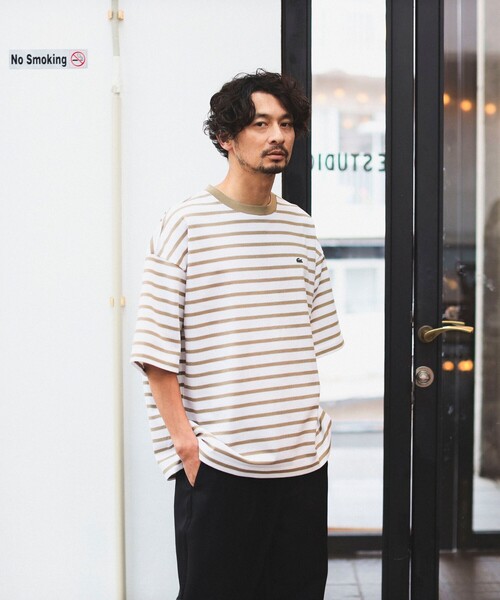 LACOSTE（ラコステ）の「LACOSTE for B:MING by BEAMS / 別注 カノコ ボーダー Tシャツ（Tシャツ/カットソー・メンズ・ベージュ/ホワイト/サックスブルー・1/2/3/4）」の20枚目の写真