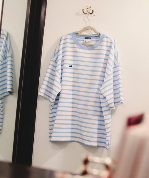 LACOSTE（ラコステ）の「LACOSTE for B:MING by BEAMS / 別注 カノコ ボーダー Tシャツ（Tシャツ/カットソー・メンズ・ベージュ/ホワイト/サックスブルー・1/2/3/4）」の22枚目の写真