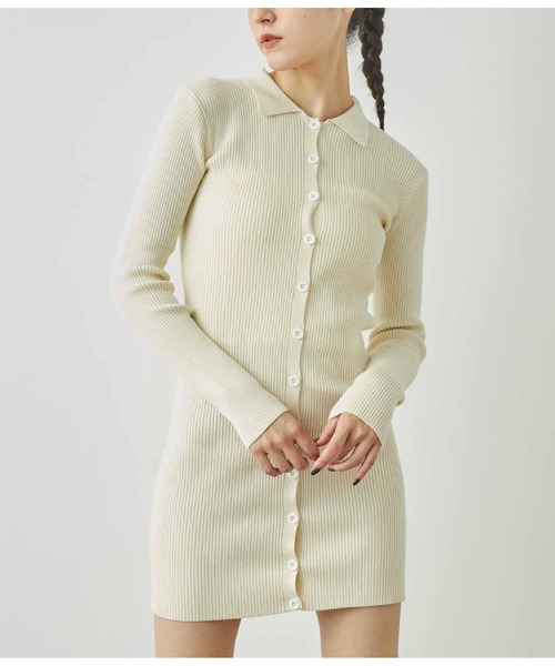 ANAP（アナップ）の「2way リブニット カーディガン タイトミニワンピース（ワンピース・レディース・モスグリーン/ブラック/オフホワイト/ブルー・FREE）」の2枚目の写真
