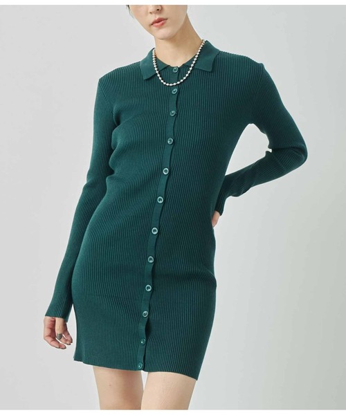 ANAP（アナップ）の「2way リブニット カーディガン タイトミニワンピース（ワンピース・レディース・モスグリーン/ブラック/オフホワイト/ブルー・FREE）」の4枚目の写真