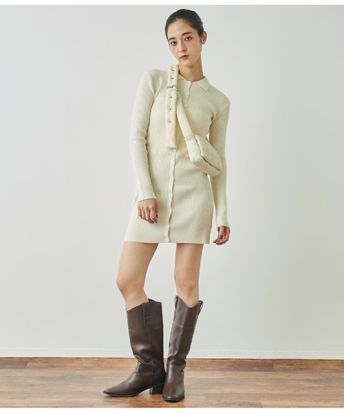 ANAP（アナップ）の「2way リブニット カーディガン タイトミニワンピース（ワンピース・レディース・モスグリーン/ブラック/オフホワイト/ブルー・FREE）」の11枚目の写真
