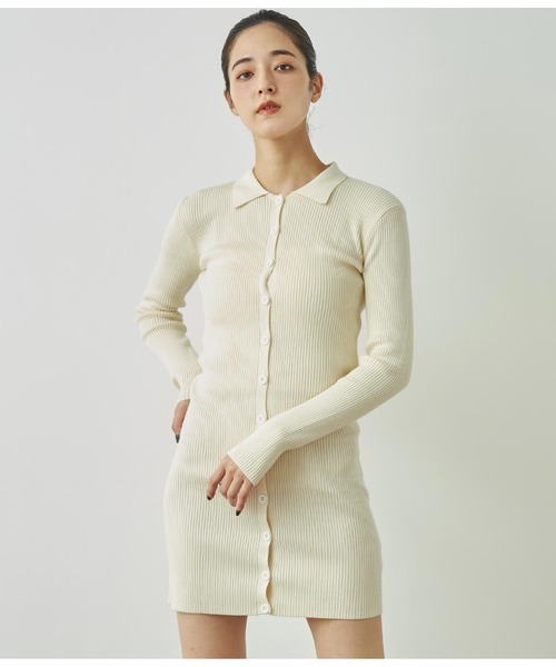 ANAP（アナップ）の「2way リブニット カーディガン タイトミニワンピース（ワンピース・レディース・モスグリーン/ブラック/オフホワイト/ブルー・FREE）」の7枚目の写真