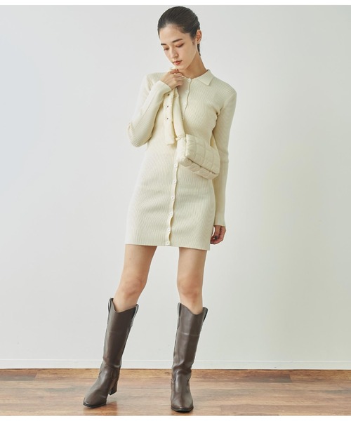 ANAP（アナップ）の「2way リブニット カーディガン タイトミニワンピース（ワンピース・レディース・モスグリーン/ブラック/オフホワイト/ブルー・FREE）」の10枚目の写真