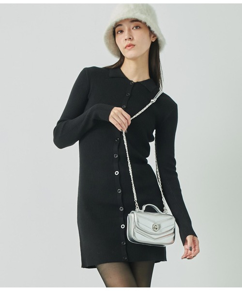 ANAP（アナップ）の「2way リブニット カーディガン タイトミニワンピース（ワンピース・レディース・モスグリーン/ブラック/オフホワイト/ブルー・FREE）」の12枚目の写真