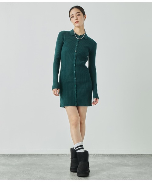 ANAP（アナップ）の「2way リブニット カーディガン タイトミニワンピース（ワンピース・レディース・モスグリーン/ブラック/オフホワイト/ブルー・FREE）」の21枚目の写真