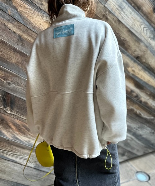 mi via loca(ミヴィアロカ)の「ハーフジップ配色ドロスト裏起毛アノラックトップス(スウェット・レディース・ブラック/ネイビー/オートミール・FREE)」の18枚目の写真