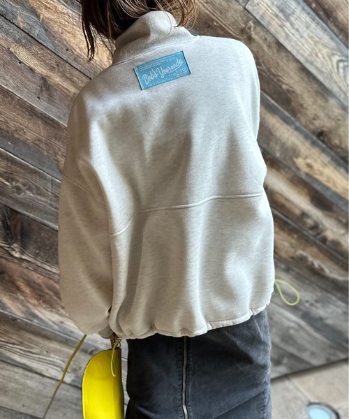 mi via loca(ミヴィアロカ)の「ハーフジップ配色ドロスト裏起毛アノラックトップス(スウェット・レディース・ブラック/ネイビー/オートミール・FREE)」の21枚目の写真