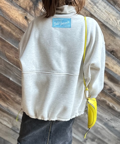 mi via loca(ミヴィアロカ)の「ハーフジップ配色ドロスト裏起毛アノラックトップス(スウェット・レディース・ブラック/ネイビー/オートミール・FREE)」の9枚目の写真