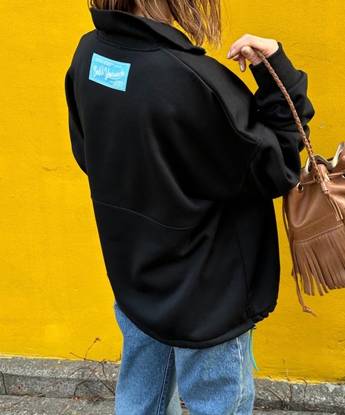 セール】ハーフジップ配色ドロスト裏起毛アノラックトップス