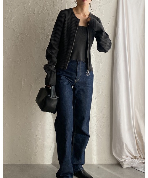 She's Closet(シーズクローゼット)の「ダブルジップアップ長袖リブニットカーディガン/ニットビスチェ2点セット(カーディガン/ボレロ・レディース・アイボリー/チャコール/ブラック・FREE)」の17枚目の写真