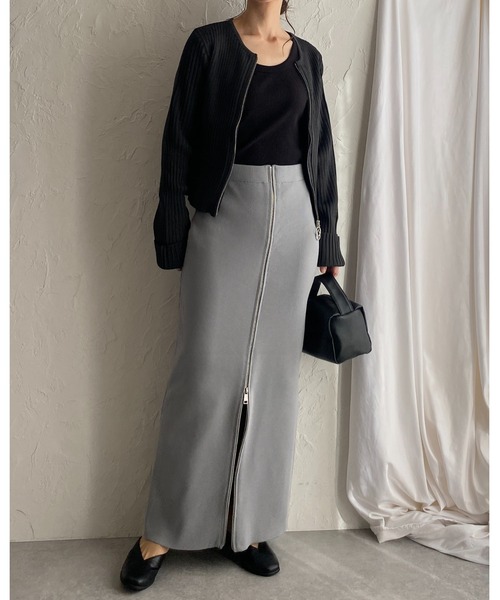 She's Closet(シーズクローゼット)の「ダブルジップアップ長袖リブニットカーディガン/ニットビスチェ2点セット(カーディガン/ボレロ・レディース・アイボリー/チャコール/ブラック・FREE)」の22枚目の写真