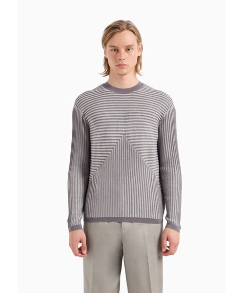 EMPORIO ARMANI(エンポリオアルマーニ)の「【エンポリオ アルマーニ】セーター コットン/モダール混紡 ワイドリブプレーティング(ニット/セーター・メンズ・カーキ・SMALL/MEDIUM/LARGE)」の3枚目の写真