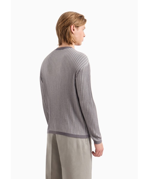 EMPORIO ARMANI(エンポリオアルマーニ)の「【エンポリオ アルマーニ】セーター コットン/モダール混紡 ワイドリブプレーティング(ニット/セーター・メンズ・カーキ・SMALL/MEDIUM/LARGE)」の4枚目の写真