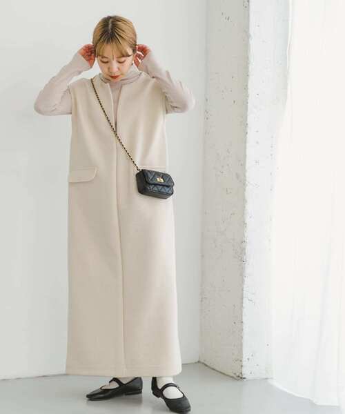 ITEMS URBANRESEARCH（アイテムズ アーバンリサーチ）の「インナーセットダンボールジャンスカ（ワンピース・レディース・ブラック/アイボリー/モカ・FREE）」の4枚目の写真