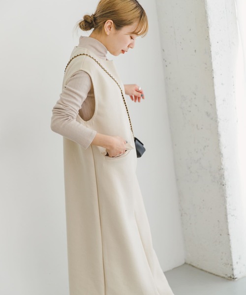 ITEMS URBANRESEARCH（アイテムズ アーバンリサーチ）の「インナーセットダンボールジャンスカ（ワンピース・レディース・ブラック/アイボリー/モカ・FREE）」の8枚目の写真