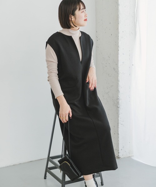 ITEMS URBANRESEARCH（アイテムズ アーバンリサーチ）の「インナーセットダンボールジャンスカ（ワンピース・レディース・ブラック/アイボリー/モカ・FREE）」の10枚目の写真