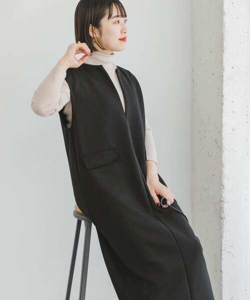 ITEMS URBANRESEARCH（アイテムズ アーバンリサーチ）の「インナーセットダンボールジャンスカ（ワンピース・レディース・ブラック/アイボリー/モカ・FREE）」の11枚目の写真