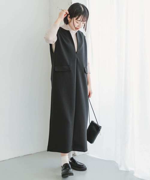 ITEMS URBANRESEARCH（アイテムズ アーバンリサーチ）の「インナーセットダンボールジャンスカ（ワンピース・レディース・ブラック/アイボリー/モカ・FREE）」の15枚目の写真