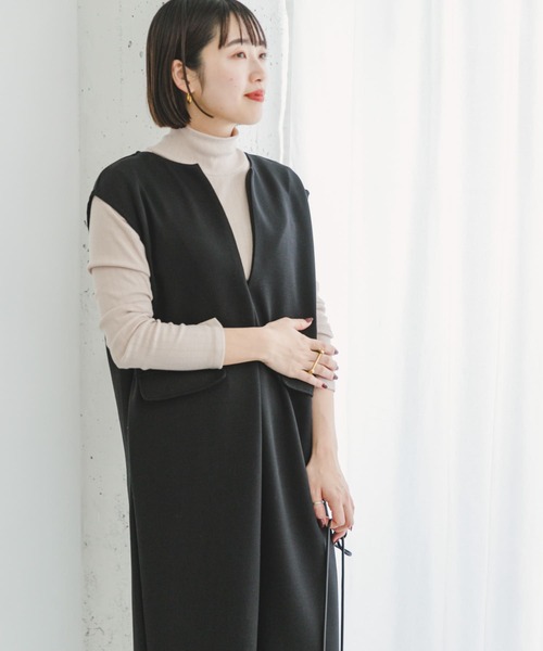 ITEMS URBANRESEARCH（アイテムズ アーバンリサーチ）の「インナーセットダンボールジャンスカ（ワンピース・レディース・ブラック/アイボリー/モカ・FREE）」の16枚目の写真